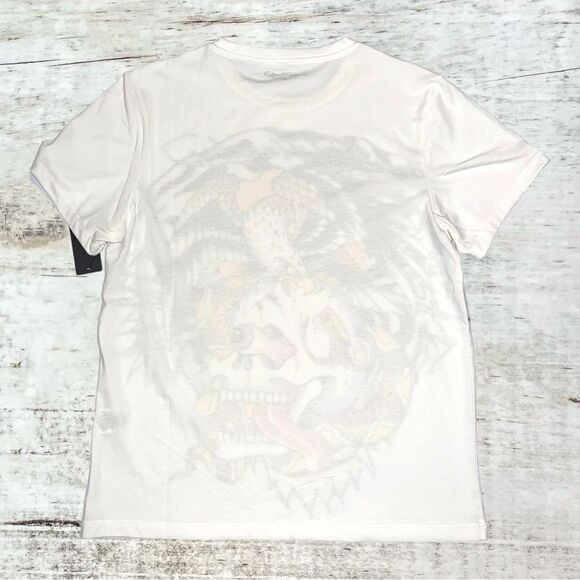 NWT Ed Hardy White Multicolor Eagle, Skull, Snake Eyeball Design Mens Medium - Picture 4 of 4